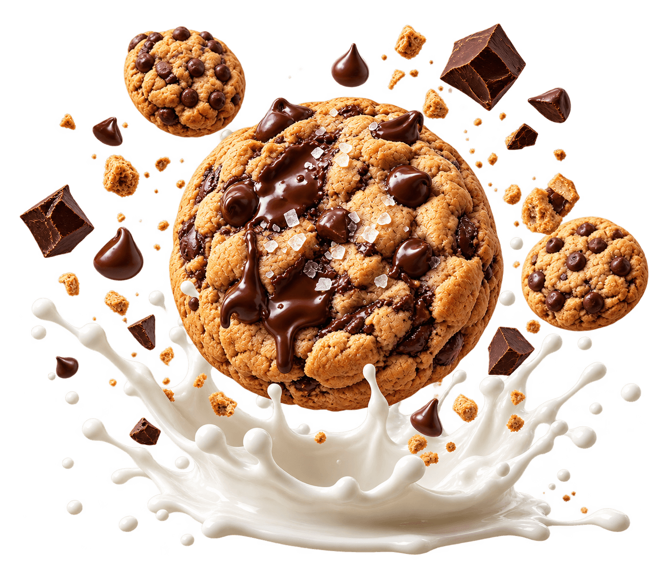 Twinvel Foods Handcrafted 3D Chocolate Chip Cookie with Milk Splash and mini cookies